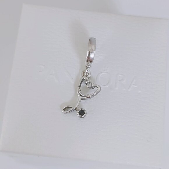 Pandora Stethoscope Heart Dangle Charm Bracelet Charm with box - Picture 8 of 8